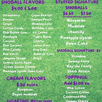 Swamp Bucket - SnoBall menu - Food Trucks Near Me - Mabank, Texas Swamp Bucket - SnoBall menu - Food Trucks Near Me - Mabank, Texas