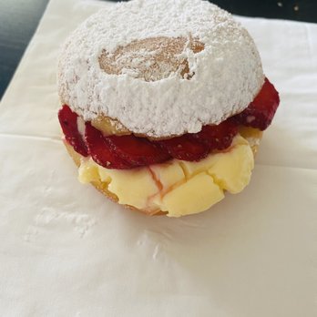 Donut Petit - This is the strawberry flat donut. It resembled a strawberry shortcake with custard. - Donuts Near Me - Alameda, California Donut Petit - This is the strawberry flat donut. It resembled a strawberry shortcake with custard. - Donuts Near Me - Alameda, California
