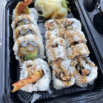 Sushi Island - #21. Shrimp Tempura Roll (left) and #22. Salmon Skin Roll (right) - Sushi Bars Near Me - Orinda, California