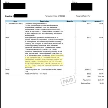 Frosty's Heating & Cooling - Frosty's Invoice, passing the blame for the damage and responsibility for the repair to the owner. - Heating & Air Conditioning/HVAC Near Me - Alexandria, Virginia Frosty's Heating & Cooling - Frosty's Invoice, passing the blame for the damage and responsibility for the repair to the owner. - Heating & Air Conditioning/HVAC Near Me - Alexandria, Virginia