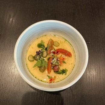 Published on Main - Chawanmushi with tomato water, kohlrabi - Tapas/Small Plates Near Me - Vancouver, British Columbia