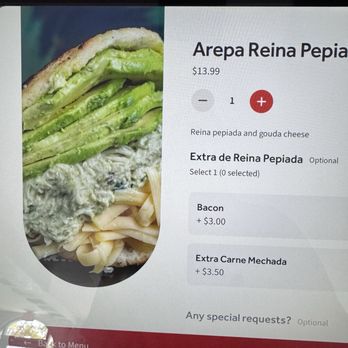 Arepa Bar - Order tablet showing tons of avocado.  Too good to be true. - Venezuelan Near Me - Miami, Florida