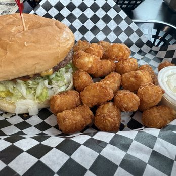The Bear's Den - Cheese burger and tots - Burgers Near Me - McCleary, Washington The Bear's Den - Cheese burger and tots - Burgers Near Me - McCleary, Washington
