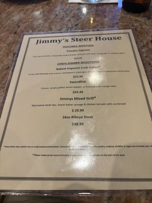 Menu photo 1 Jimmy's Steer House Arlington, MA Menu photo 1 Jimmy's Steer House Arlington, MA