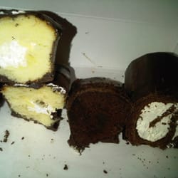Empire Cake - (L)Chocolate covered snack cake, Brooklyn(?I forgot the complete name), Chocolate Swiss Roll(r)