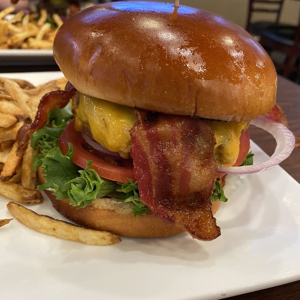 Centennial Bar and Grill - Burger with cheddar cheese and bacon. Fries were also delicious! - Bars Near Me - Arlington, Washington Centennial Bar and Grill - Burger with cheddar cheese and bacon. Fries were also delicious! - Bars Near Me - Arlington, Washington