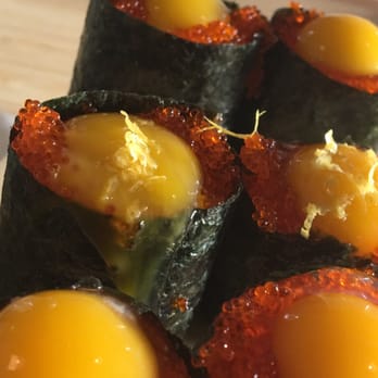 Hinoki Sushi - Tobiko with quail egg. - Sushi Bars Near Me - Reno, Nevada Hinoki Sushi - Tobiko with quail egg. - Sushi Bars Near Me - Reno, Nevada