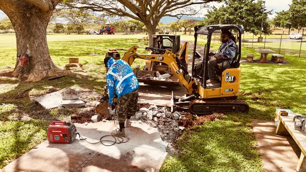 Kunia Association Community Park - Replaced damaged concrete pads, concrete benches, and table top, along with some walkway repairs for the Kunia Community Association. Kunia Association Community Park - Replaced damaged concrete pads, concrete benches, and table top, along with some walkway repairs for the Kunia Community Association.