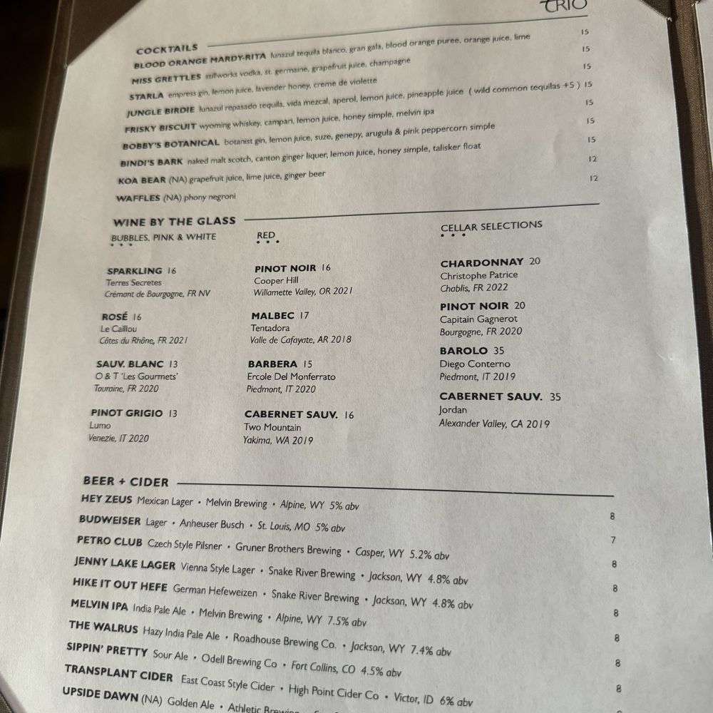 Trio American Bistro - Dinner Menu 6.22.24 - New American Near Me - Jackson, Wyoming Trio American Bistro - Dinner Menu 6.22.24 - New American Near Me - Jackson, Wyoming