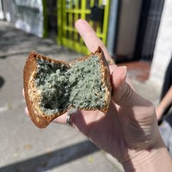 Jasmine tea mochi bite - yum!