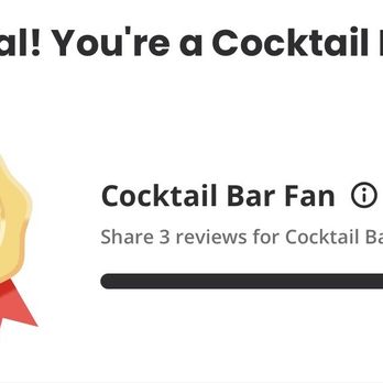 Maya Del Sol - A digital badge with a gold medal icon and a cocktail glass symbol, signifying the user as a Cocktail Bar Fan. - Latin American Near Me - Oak Park, Illinois
