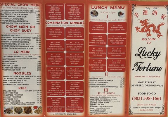 Menu photo 1 Lucky Fortune Newberg, OR