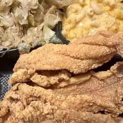 It's My Domain Carryout - Catfish, cabbage and Mac and Cheese