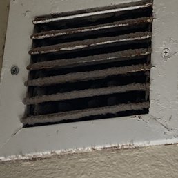 Bathroom vent was filthy. Bathroom vent was filthy.