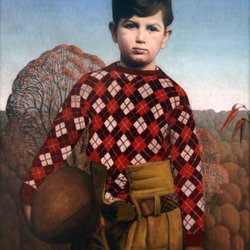 Grant Wood; Plaid Sweater; 1931; oil on masonite