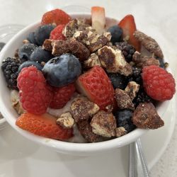 Toasty Breakfast & Lunch - Steel Cut Oatmeal With Berries/Pecans/Granola and brown sugar