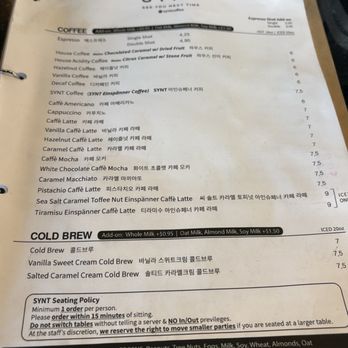 SYNT Coffee - Menu 6/2/26 - Coffee & Tea Near Me - Los Angeles, California SYNT Coffee - Menu 6/2/26 - Coffee & Tea Near Me - Los Angeles, California
