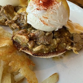 Poached Kitchen - Chile Verde Benedict - Breakfast & Brunch Near Me - Irvine, California Poached Kitchen - Chile Verde Benedict - Breakfast & Brunch Near Me - Irvine, California