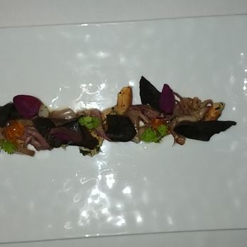 Acquerello - Venetian seafood salad of mackerel, pickled shrimp, calamari, trout roe, and finger lime - Italian Near Me - San Francisco, California