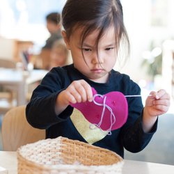 Winston-Salem Montessori School - Practical life work develops a child's independence (care of self and care of environment) and fine motor skills.