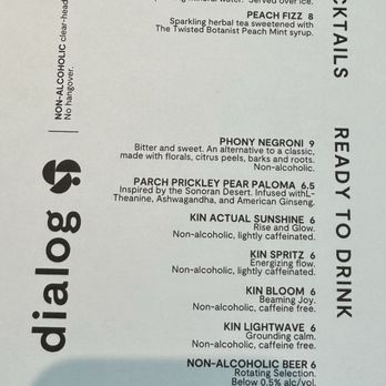 dialog - Mocktails and non-alcoholic cocktail menu - Coffee & Tea Near Me - Phoenix, Arizona