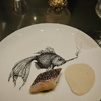 Alinea - "Plume" - smoked bass - New American Near Me - Chicago, Illinois Alinea - "Plume" - smoked bass - New American Near Me - Chicago, Illinois
