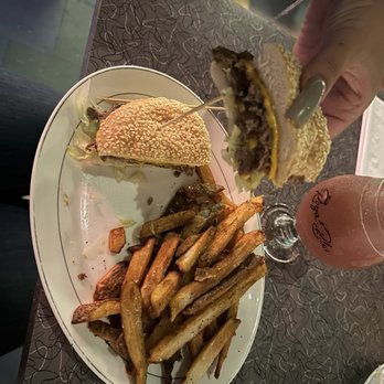 The Royal Blue - Double smash burger with cheese, lettuce, and sticky onions. Side of French fries - Cheesesteaks Near Me - Baltimore, Maryland The Royal Blue - Double smash burger with cheese, lettuce, and sticky onions. Side of French fries - Cheesesteaks Near Me - Baltimore, Maryland