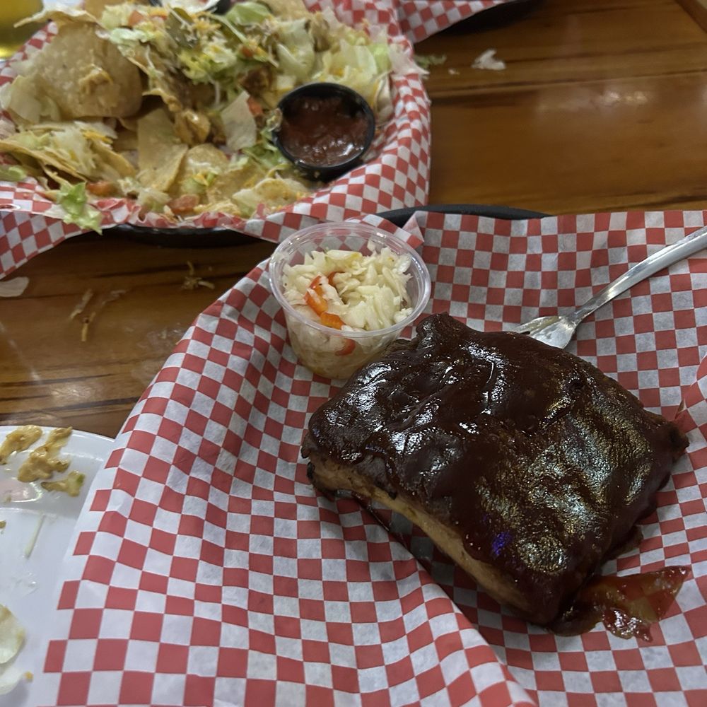 Ribs and nachos. Ribs and nachos.