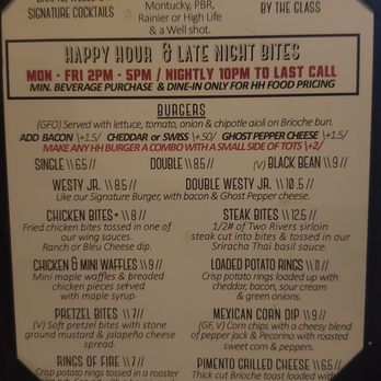 The Westy - Happy Hour Menu - Sports Bars Near Me - Seattle, Washington The Westy - Happy Hour Menu - Sports Bars Near Me - Seattle, Washington