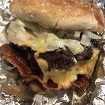 Five Guys - Bacon cheese burger with mushrooms!!! - Burgers Near Me - North Las Vegas, Nevada Five Guys - Bacon cheese burger with mushrooms!!! - Burgers Near Me - North Las Vegas, Nevada