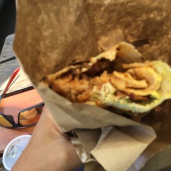 Meat Cheese Bread - Breakfast Burrito With bacon s and avocado for $12. - Sandwiches Near Me - Portland, Oregon