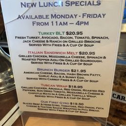Lunch Menu Specials 10/03/2026 Lunch Menu Specials 10/03/2026