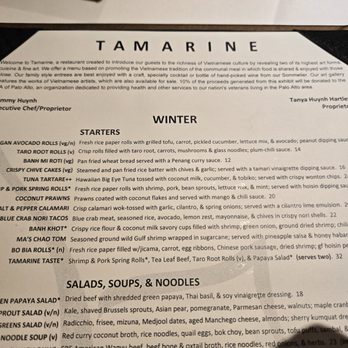 Tamarine Restaurant - Menu 02/16/2026 - Vietnamese Near Me - Palo Alto, California Tamarine Restaurant - Menu 02/16/2026 - Vietnamese Near Me - Palo Alto, California
