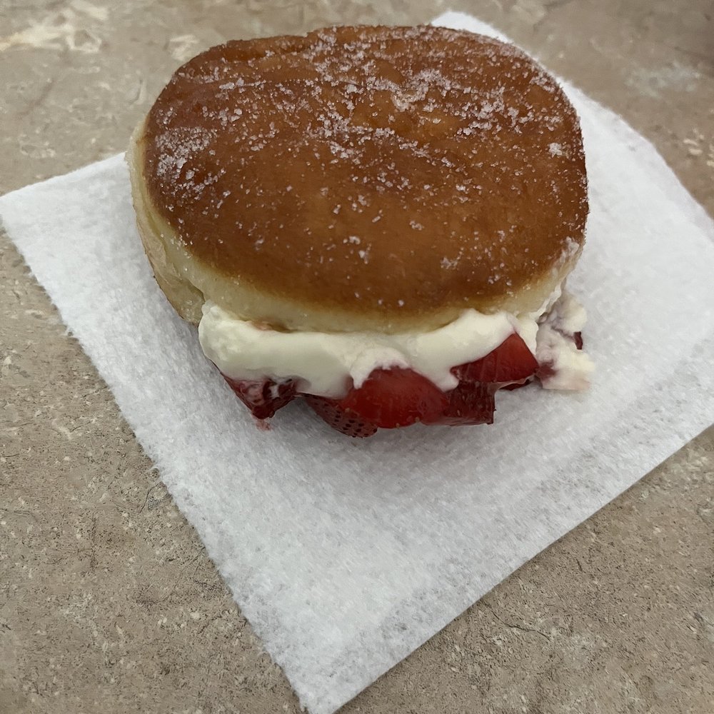 Cafe Chica - Strawberry Chantilly Bomboloni - Desserts Near Me - Albuquerque, New Mexico Cafe Chica - Strawberry Chantilly Bomboloni - Desserts Near Me - Albuquerque, New Mexico