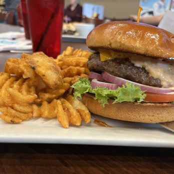 Centennial Bar and Grill - Cheeseburger with waffle fries - Bars Near Me - Arlington, Washington Centennial Bar and Grill - Cheeseburger with waffle fries - Bars Near Me - Arlington, Washington