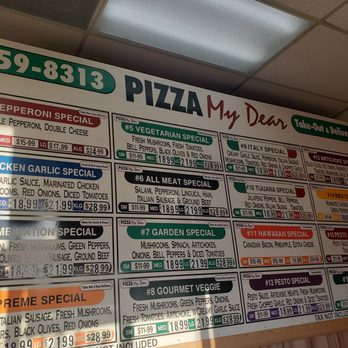 Pizza My Dear - a large menu on the wall - Pizza Near Me - San Jose, California Pizza My Dear - a large menu on the wall - Pizza Near Me - San Jose, California