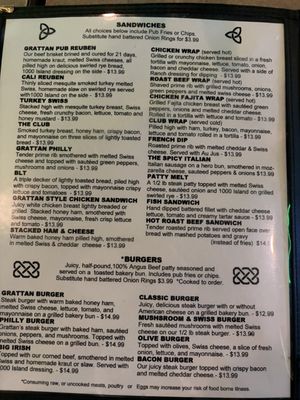 Menu photo 4 Grattan Irish Pub Grattan, MI