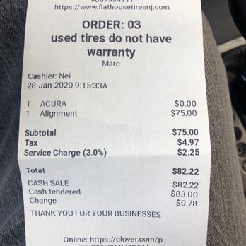 Flathouse Tires - Well the 1 st and last time coming here I was charged a service charge of 3.0 percent for what ? - Tires Near Me - Plainfield, New Jersey