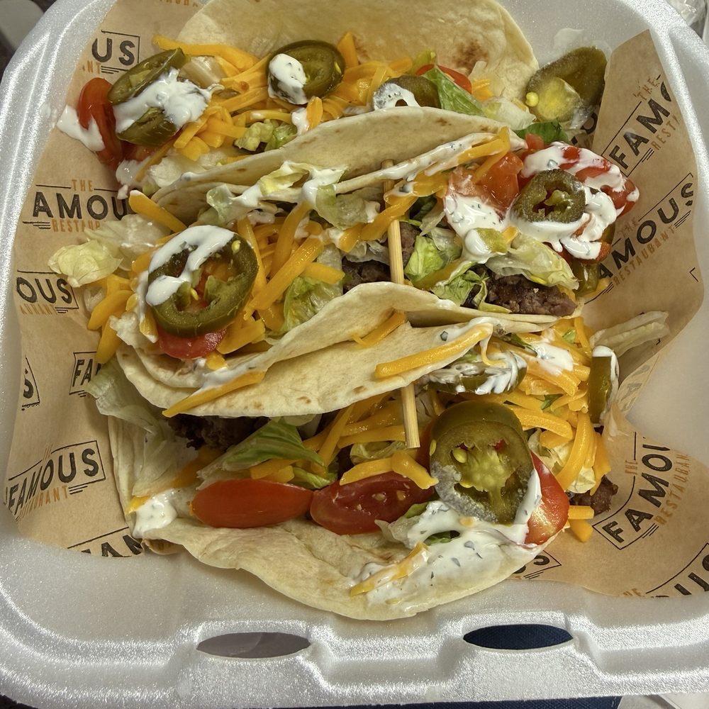 The Famous Restaurant - Beef tacos a very generous sized lunch that traveled very well - Sports Bars Near Me - Centerville, Ohio