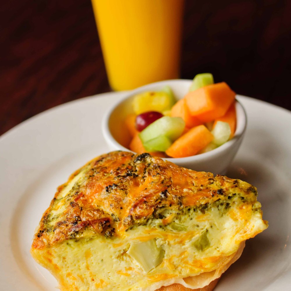 Caffe De Luca - Broccoli and Cheddar Quiche with Fruit - Italian Near Me - Forest Park, Illinois Caffe De Luca - Broccoli and Cheddar Quiche with Fruit - Italian Near Me - Forest Park, Illinois