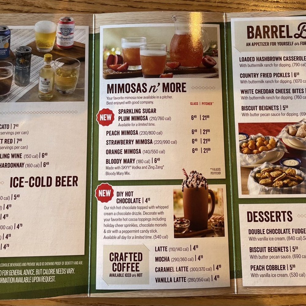 Cracker Barrel Old Country Store - Their current holiday menu includes beer and wine - Southern Near Me - Yuma, Arizona