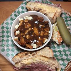 Reuben with poutine trio