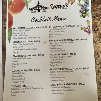 Legends Bar and Grill - Cocktail menu - American Near Me - Molalla, Oregon