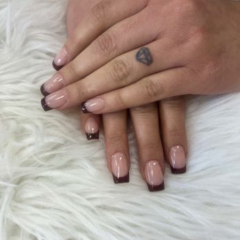 Escape Nail & Spa - brown french tip - Nail Salons Near Me - Austin, Texas