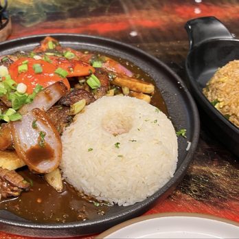The Red Llama - Loom Saltado with a side order of fried rice. - Peruvian Near Me - Lone Tree, Colorado