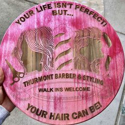 Thurmont Barber & Styling - Thurmont Barber & Styling engraved bar stool (new addition to the salon)