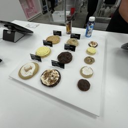 Inside sample cookies at counter. Inside sample cookies at counter.