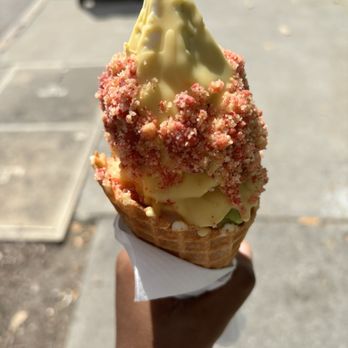 Big Softie - Matcha and vanilla swirl with passion fruit shell and strawberry cheesecake crumbles - Ice Cream & Frozen Yogurt Near Me - Atlanta, Georgia