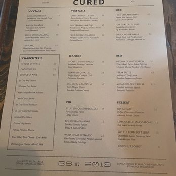 Cured - Dinner menu - Cocktail Bars Near Me - San Antonio, Texas Cured - Dinner menu - Cocktail Bars Near Me - San Antonio, Texas