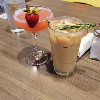Snooze, an A.M. Eatery - Iced Lavender Latte and Strawberry Martini - Breakfast & Brunch Near Me - Tustin, California Snooze, an A.M. Eatery - Iced Lavender Latte and Strawberry Martini - Breakfast & Brunch Near Me - Tustin, California